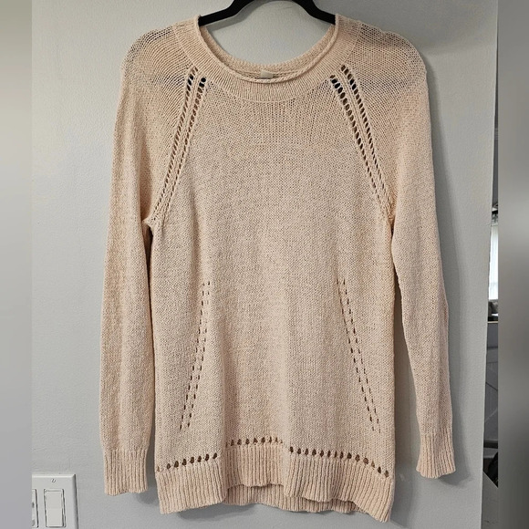 J. Crew Sweaters - J. Crew Blush Roll Neck Pointelle Beach Sweater Sz S